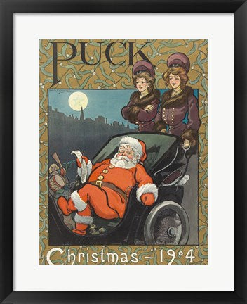 Framed Art Santa 1904 Puck Cover Wall Decor 18x24 Artwork