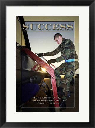 Framed Art Success Affirmation Poster, USAF Wall Decor 18x24 Artwork