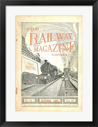 Framed Art The Railway Magazine October 1901 Cover Wall Decor 18x24 Artwork
