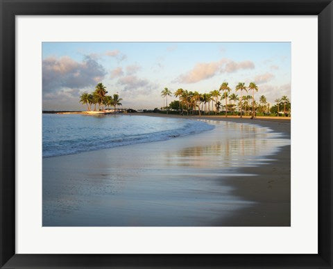 Framed Art Waikiki Beach And Palm Trees Wall Decor 18x24 Artwork