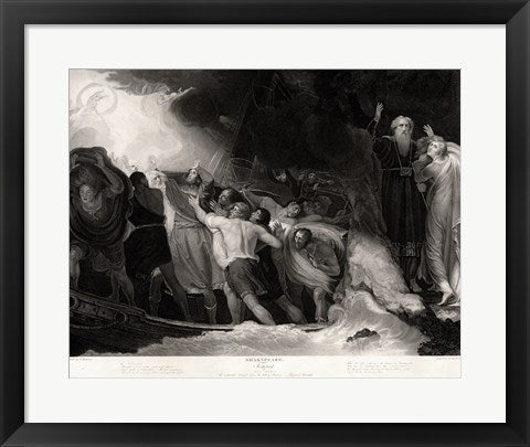 Framed Art George Romney - William Shakespeare - The Tempest Act I, Scene 1 Wall Decor 18x24 Artwork