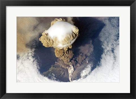 Framed Art Sarychev Peak Volcano from Nasa Satelite Photo Wall Decor 18x24 Artwork