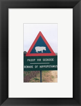Framed Art Beware of Hippopotamus Framed Art for your Home Wall Decor 18x24 Artwork