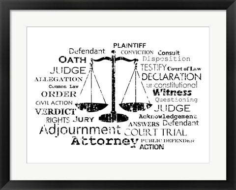 Framed Art Legal Words Wall Decor 18x24 Artwork
