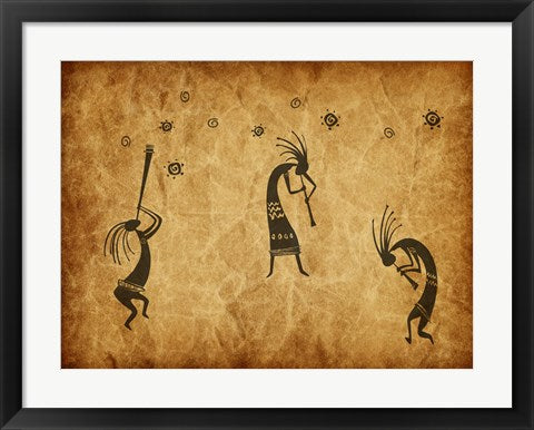 Framed Art Kokopelli Jamming Wall Decor 18x24 Artwork