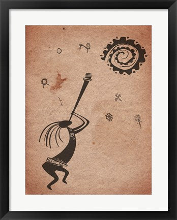 Framed Art Kokopelli Playing Under the Sun Wall Decor 18x24 Artwork