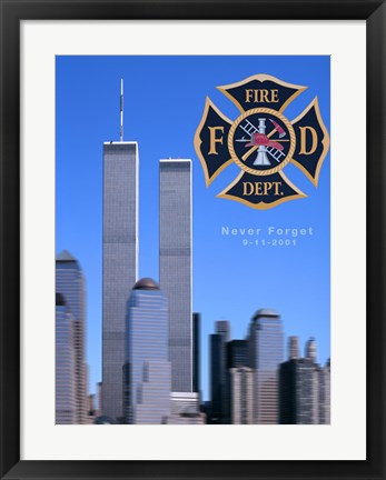 Framed Art 9/11 Never Forget Framed Art for your Home Wall Decor 18x24 Artwork
