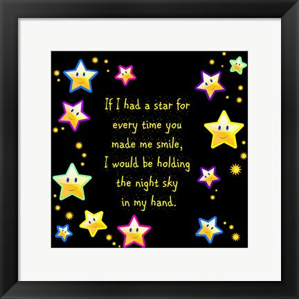 Framed Art If I had a Star Wall Decor 18x24 Artwork