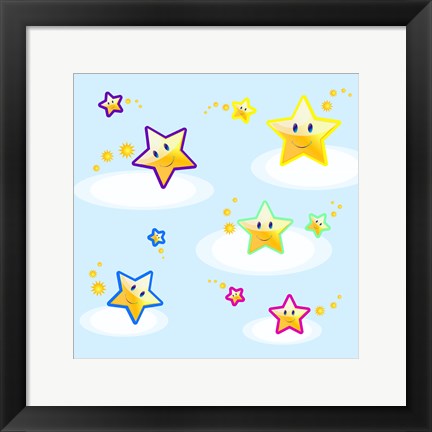 Framed Art Star Smiles on Clouds Wall Decor 18x24 Artwork