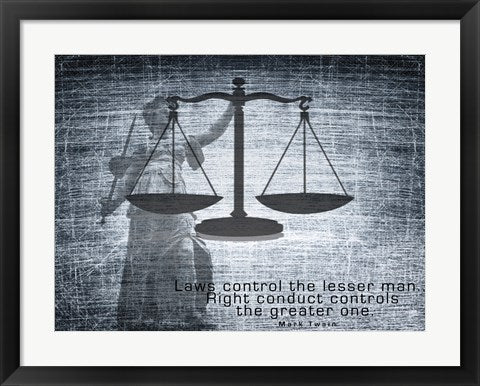 Framed Art Justice Law Mark Twain Quote Wall Decor 18x24 Artwork
