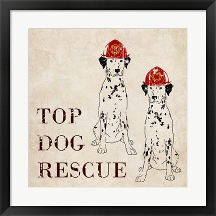 Framed Art Top Dog Rescue Wall Decor 18x24 Artwork
