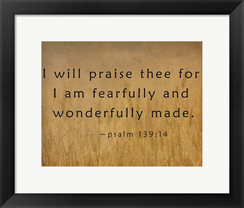 Framed Art I Will Praise Thee Wall Decor 18x24 Artwork