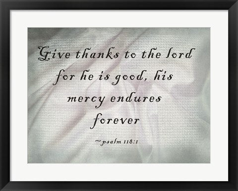 Framed Art Give Thanks to the Lord Wall Decor 18x24 Artwork