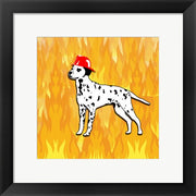 Framed Art Firefighter Dog Framed Art for your Home Wall Decor 18x24 Artwork