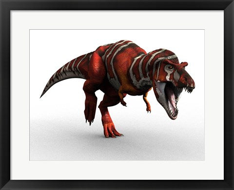 Framed Art T Rex Charge Wall Decor 18x24 Artwork