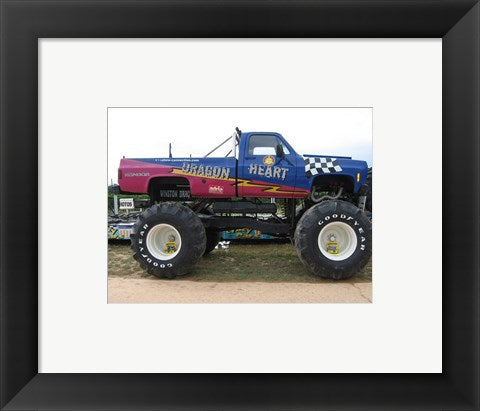 Framed Art Dragon Heart Monster Truck Wall Decor 18x24 Artwork