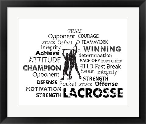 Framed Art Lacrosse Text by Sports Mania Wall Decor 18x24 Artwork
