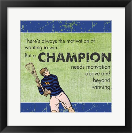 Framed Art Motivation of a Champion by Sports Mania Wall Decor 18x24 Artwork