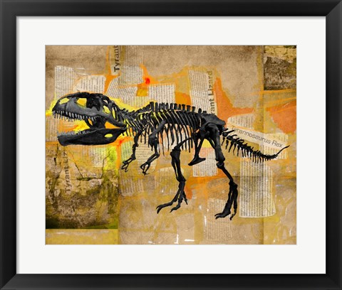 Framed Art T Rex Skeleton Collage Wall Decor 18x24 Artwork