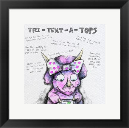 Framed Art Tri Text ATops Wall Decor 18x24 Artwork