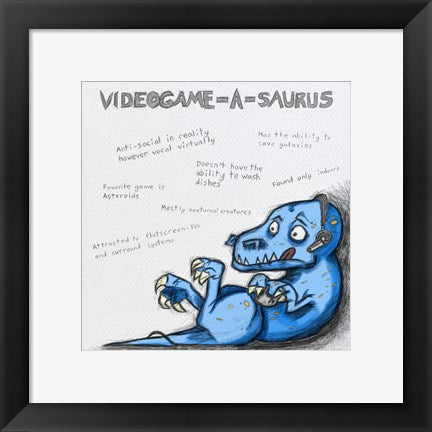 Framed Art Videogame A Saurus Wall Decor 18x24 Artwork