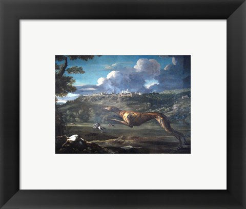 Framed Art Pace, Michelangelo, Greyhound, rabbit, and the Castle of Ariccia Wall Decor 18x24 Artwork