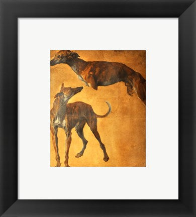 Framed Art Study of Greyhounds Wall Decor 18x24 Artwork