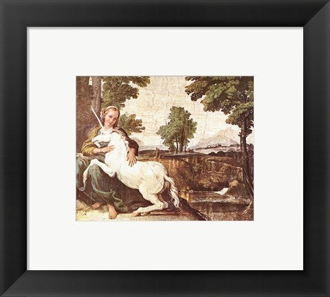 Framed Art Domenichino Unicorn Pal Farnese Wall Decor 18x24 Artwork