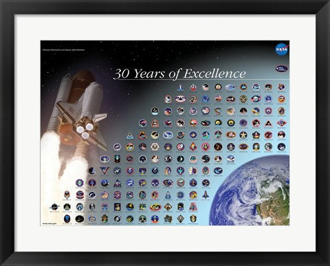 Framed Art NASA Space Flight Awareness - Mission Patch Poster Wall Decor 18x24 Artwork