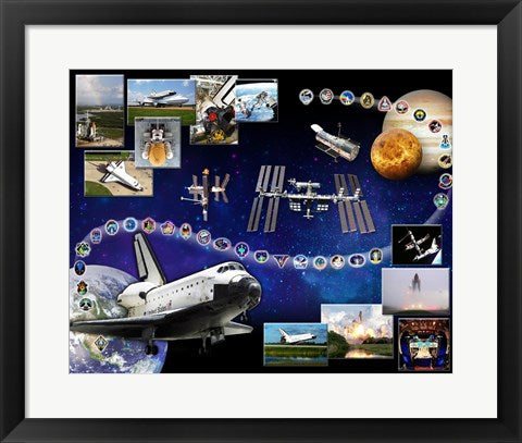 Framed Art Space Shuttle Atlantis Tribute 1 Wall Decor 18x24 Artwork