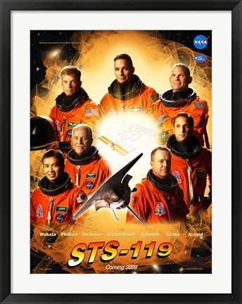 Framed Art STS 119 Mission Poster Wall Decor 18x24 Artwork