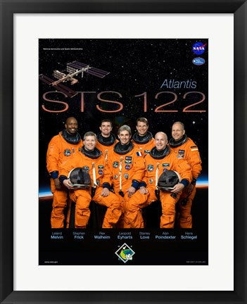 Framed Art STS 122 Mission Poster Wall Decor 18x24 Artwork