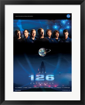 Framed Art STS 126 Mission Poster Wall Decor 18x24 Artwork