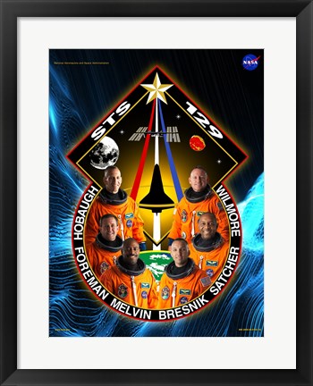 Framed Art STS 129 Mission Poster Wall Decor 18x24 Artwork