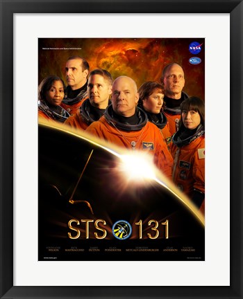 Framed Art STS 131 Crew Poster Wall Decor 18x24 Artwork