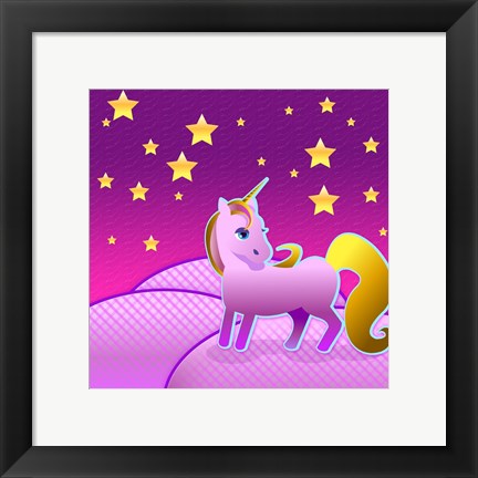 Framed Art Stary Sky Unicorn Wall Decor 18x24 Artwork