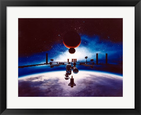Framed Art Frame Art Artist's Conception of Space Station Freedom Wall Decor 18x24 Artwork