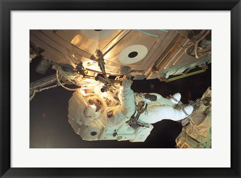 Framed Art Astronaut Sellers Working on ISS Wall Decor 18x24 Artwork