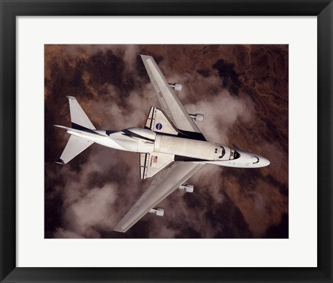 Framed Art Frame Art B747 with Space Shuttle on it from Above Wall Decor 18x24 Artwork