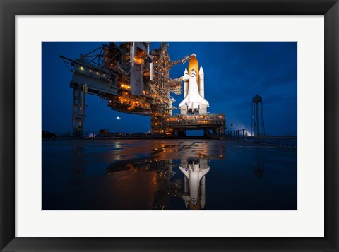 Framed Art Frame Art Brightly Lit Atlantis STS-135 on Launch Pad Wall Decor 18x24 Artwork