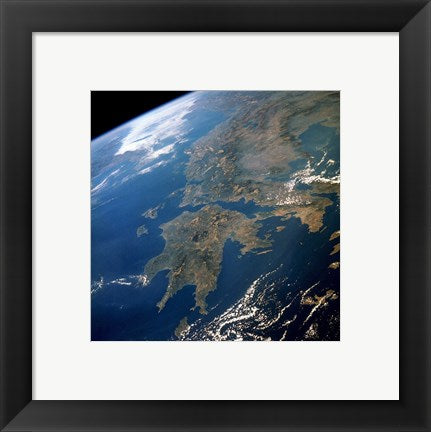 Framed Art Greece from Space Wall Decor 18x24 Artwork