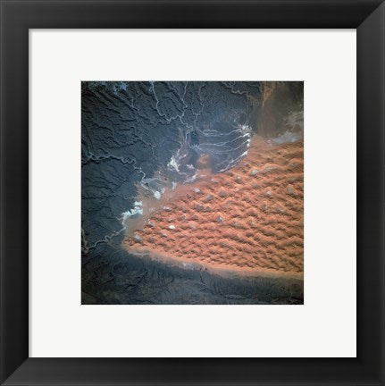 Framed Art Spectacular view of dune fields in Algeria photographed from orbit Wall Decor 18x24 Artwork