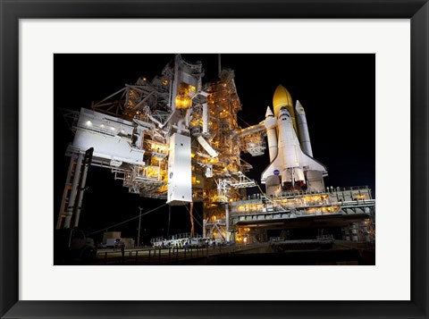 Framed Art STS-135 Atlantis and payload canister on Launch Pad Wall Decor 18x24 Artwork