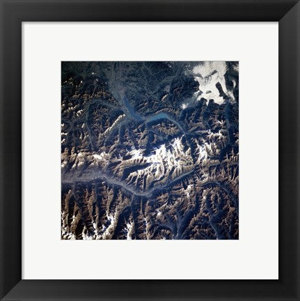Framed Art Swiss alps from space taken by Atlantis Wall Decor 18x24 Artwork