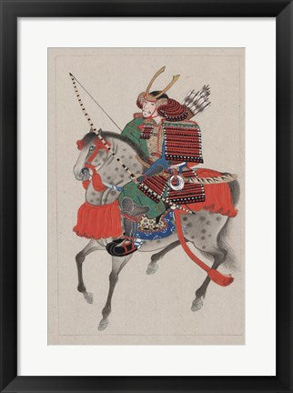 Framed Art Samurai Riding a Horse Wall Decor 18x24 Artwork