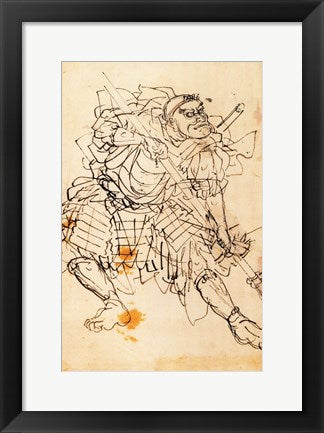 Framed Art Samurai holding a halberd Wall Decor 18x24 Artwork