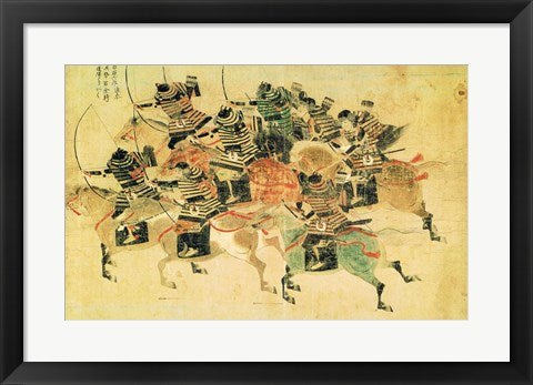 Framed Art Samurais on horseback Wall Decor 18x24 Artwork