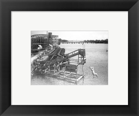 Framed Art The diving horse at the Hanlan's Point Amusement Park, Toronto, Canada. Wall Decor 18x24 Artwork