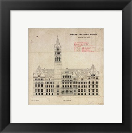 Framed Art Municipal and County Buildings Toronto July 1887 Wall Decor 18x24 Artwork