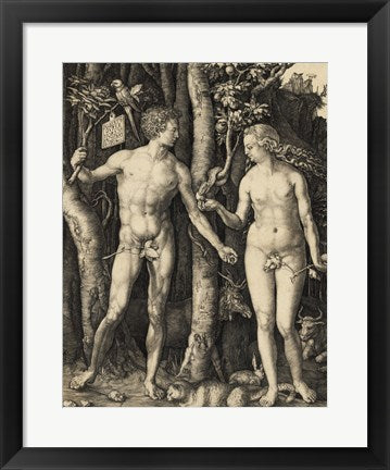 Framed Art Frame Art Adam and Eve in the garden by Albrecht Durer Wall Decor 18x24 Artwork
